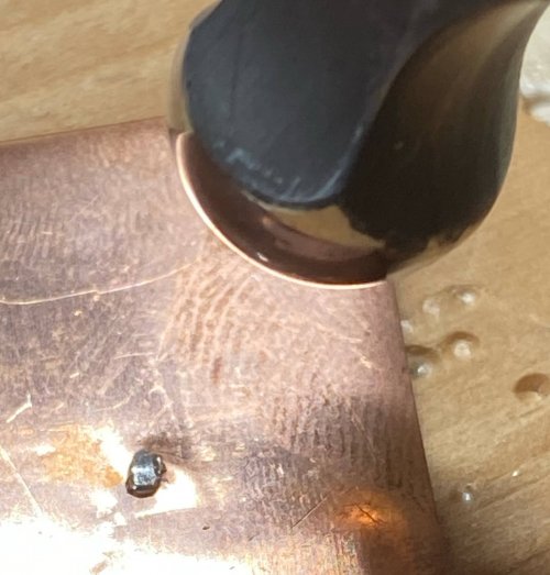 Susan LeGuyader's Riveting Tips - , Metalwork, Riveting, Riveting Techniques, Wire Rivets,  Use the ball end of the chasing hammer